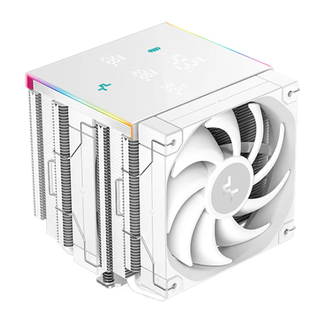 Disipador de Aire DeepCool AK620 DIGITAL PRO WH | 163 mm | 500 a 1750 RPM | 25 dBA | AM5 / AM4 | LGA 2066 / 2011-v3 / 2011 / 1851 / 1700 / 1200 / 1151 / 1150 / 1155 | Pantalla Multidatos | RGB | Blanco | R-AK620-WHAPMN-G