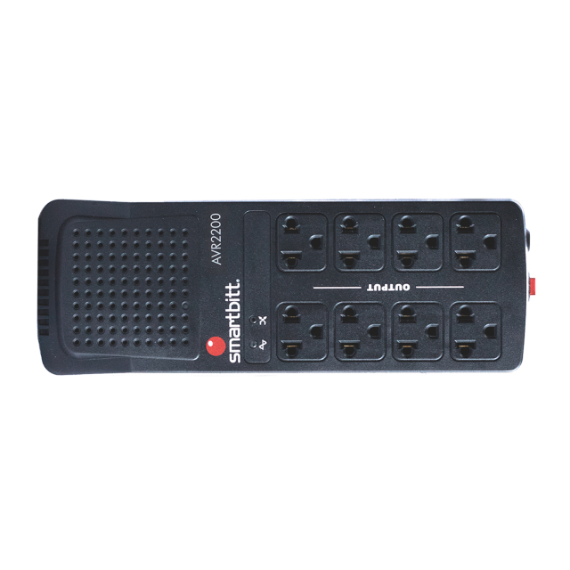 Regulador de Smartbitt R-Bitt 2200 | 2200VA / 1100 W | 8 Contactos | Regulador y Supresor de Picos | SBAVR2200