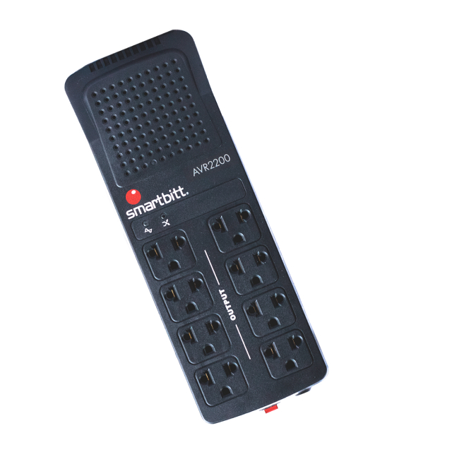 Regulador de Smartbitt R-Bitt 2200 | 2200VA / 1100 W | 8 Contactos | Regulador y Supresor de Picos | SBAVR2200