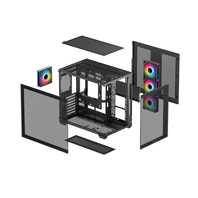 Gabinete Deepcool CG530 4F | ATX / Micro-ATX / ITX  | Back Connect ATX / Mini-ATX | 4 Ventiladores Preinstalados | Color Negro | R-CG530-BKADA4-G-1