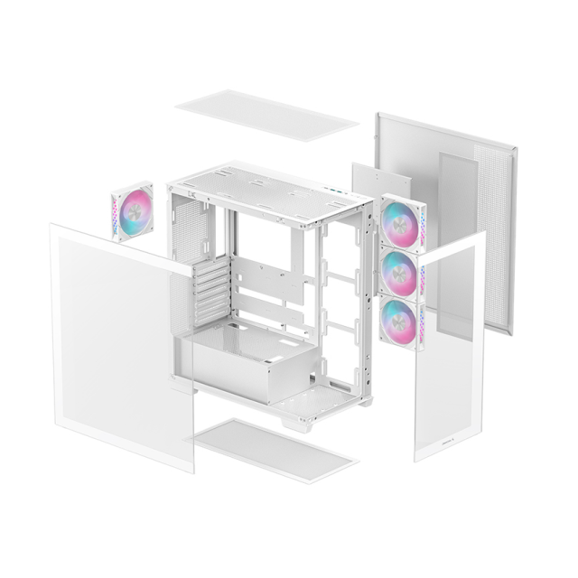 Gabinete DeepCool CG580 4F | Mid-Tower | ATX/Micro-ATX/Mini-ITX | ATX/mATX (Back Connect) | 4 Ventiladores Preinstalados (120mm)| Blanco | R-CG5802-WHADA4-G-1