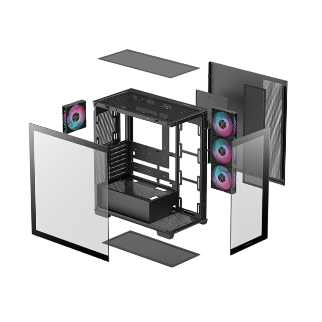 Gabinete DeepCool CG580 4F | Mid-Tower | ATX/Micro-ATX/Mini-ITX | ATX/mATX (Back Connect) | 4 Ventiladores Preinstalados (120mm)| Negro | R-CG580-BKADA4-G-1