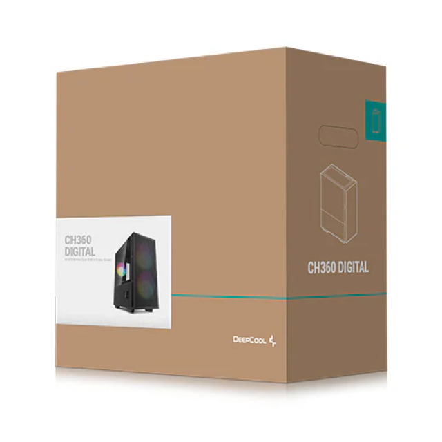 Gabinete DeepCool CH360 DIGITAL | Mini Torre | Micro-ATX / Mini-ITX | USB 3.0 | Cristal Templado | Pantalla de Estado de CPU y GPU | 3 Ventiladores ARGB Pre-Instalados | Negro | R-CH360-BKAPE3D-G-1