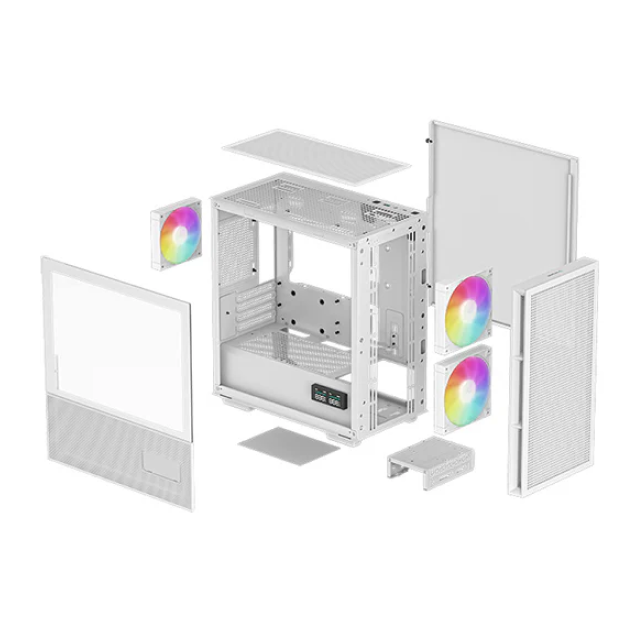 Gabinete DeepCool CH360 DIGITAL WH | Mini Torre | Micro-ATX / Mini-ITX | USB 3.0 | Cristal Templado | Pantalla de Estado de CPU y GPU | 3 Ventiladores ARGB Pre-Instalados | Blanco | R-CH360-WHAPE3D-G-1