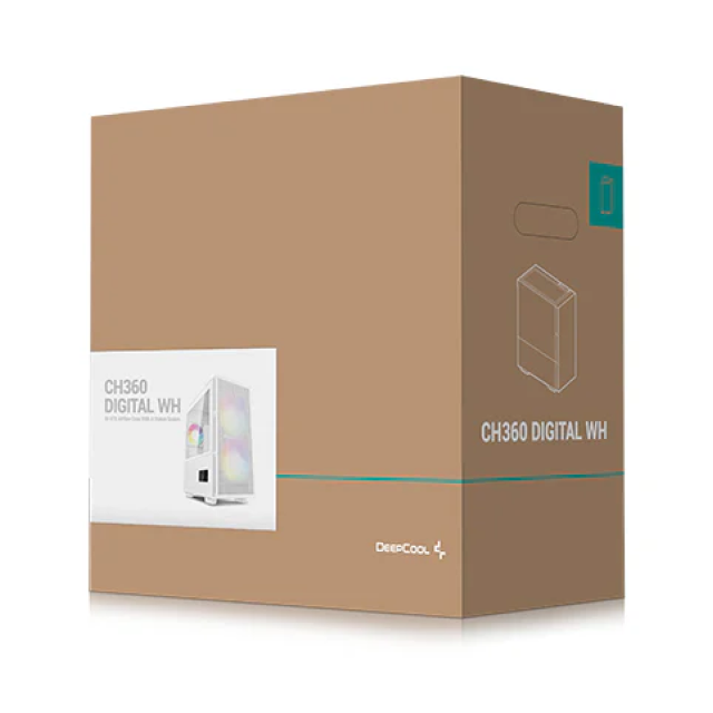 Gabinete DeepCool CH360 DIGITAL WH | Mini Torre | Micro-ATX / Mini-ITX | USB 3.0 | Cristal Templado | Pantalla de Estado de CPU y GPU | 3 Ventiladores ARGB Pre-Instalados | Blanco | R-CH360-WHAPE3D-G-1