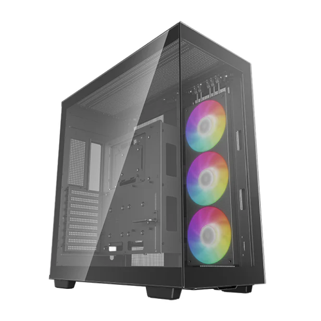 Gabinete DeepCool CH780 | Torre Completa | E-ATX / ATX / Micro-ATX / Mini-ITX | USB 3.0 | Cristal Templado Panorámico | 3 Ventiladores ARGB Pre-Instalados | Negro | R-CH780-BKADE41-A-1