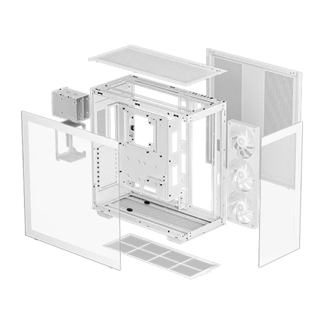 Gabinete DeepCool CH780 WH | Torre Completa | E-ATX / ATX / Micro-ATX / Mini-ITX | USB 3.0 | Cristal Templado Panorámico | 3 Ventiladores ARGB Pre-Instalados | Blanco | R-CH780-WHADE41-A-1