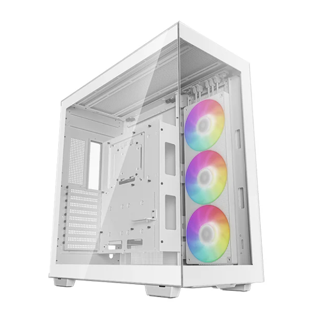 Gabinete DeepCool CH780 WH | Torre Completa | E-ATX / ATX / Micro-ATX / Mini-ITX | USB 3.0 | Cristal Templado Panorámico | 3 Ventiladores ARGB Pre-Instalados | Blanco | R-CH780-WHADE41-A-1