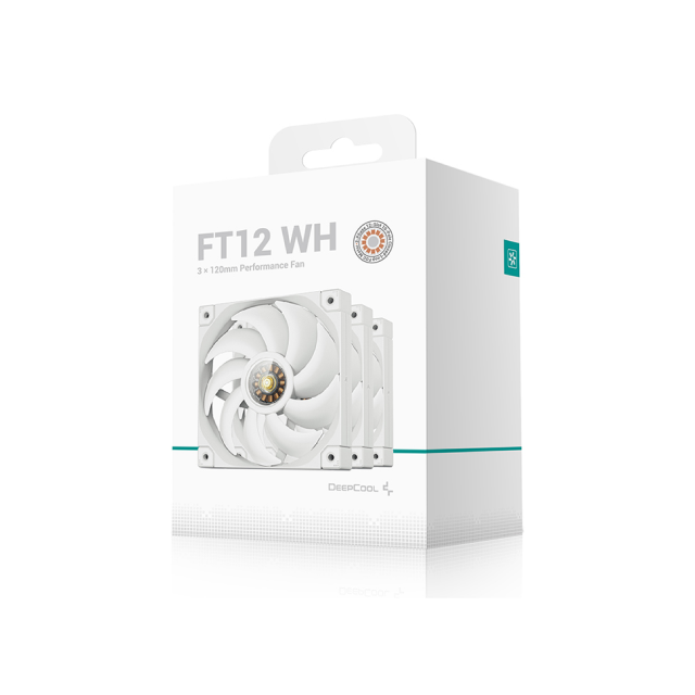 Kit de 3 Ventiladores DeepCool FT12 | 120mm | 2150 RPM | 32 dBA | 4-pin PWM | Color Blanco | R-FT12-WHWPN3-G