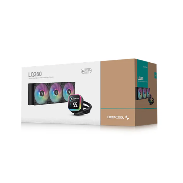 Enfriamiento Líquido DeepCool LQ360 | 3 x 120mm | 600~2400 RPM | RGB | 38.71 dB(A)Display LED Digital | Color Negro | R-LQ360-BKLSMW-G-1 