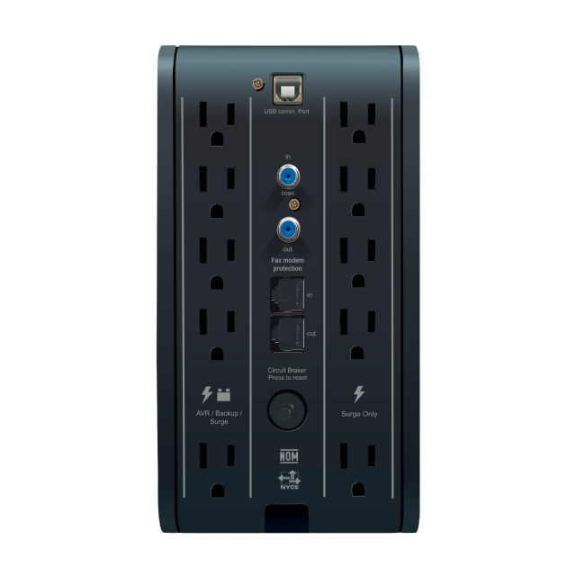 No Break UPS CDP R-SMART1210 | 1200 VA / 720 W | 10 Salidas | 1 x USB-C / 5 x USB-A | Puerto de Ethernet RJ45 | Pantalla LCD | Regulador de Voltaje Automático (AVR) | Supresor de Picos | Negro | R-SMART1210