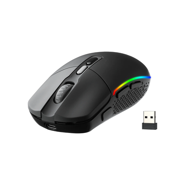 Mouse Inalámbrico Redragon Invader M719 PRO | 8 botónes customizables | 500-10,000 DPI | USB C |  Hasta 58 hrs de batería | M719RGB-PRO