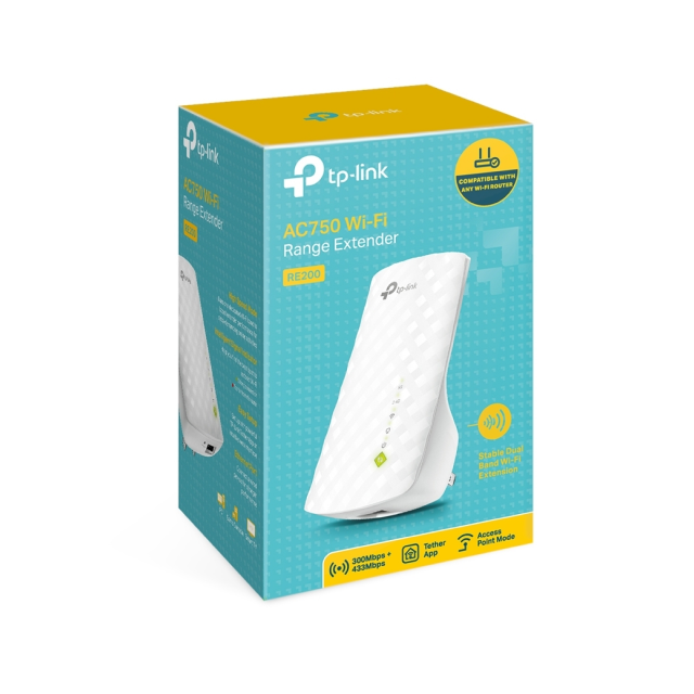 Repetidor de WiFi TP-Link RE200 | AC750 | Doble Banda 2.4GHz / 5GHz | RE200