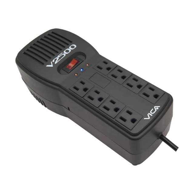 Regulador de Voltaje VICA V2500 | 2500VA / 1500 W | 8 Tomas Reguladas con Supresor de Picos | RE-96