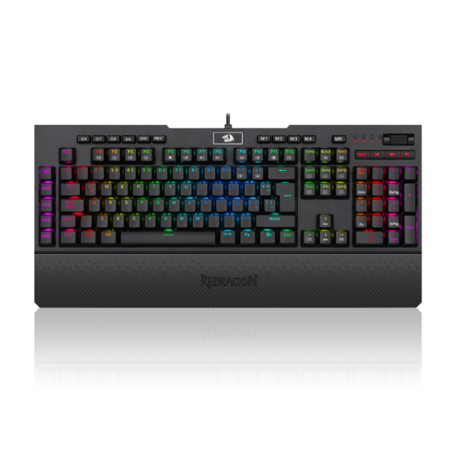 Teclado Alámbrico Mecánico Redragon Brahma Pro K586RGB | Full Size | Switches Redragon Blue | RGB | Español | Reposamuñecas extraíble | K586RGB-PRO-SP-BLUE