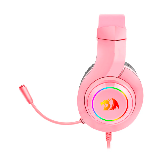 DIADEMA GAMER REDRAGON HYLAS PINK RGB CON MICROFONO - 3.5MM DOBLE + ADAPTADOR 3.5MM + USB - H260P-RGB