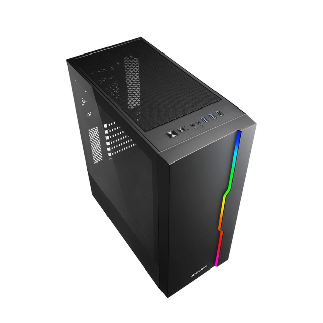 Gabinete Sharkoon RGB Slider | Mini-ITX / Micro-ATX / ATX | Vidrio templado | C-SLIDERB 