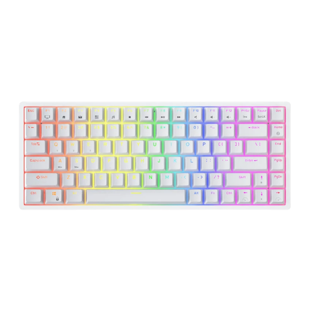 Teclado Gamer Mecánico Inalámbrico Royal Kludge RK84 | 75% TKL | Switch Red Hot-Swap | 2.4 GHz / Bluetooth / Cable | Español | RGB | Blanco | RK84WH