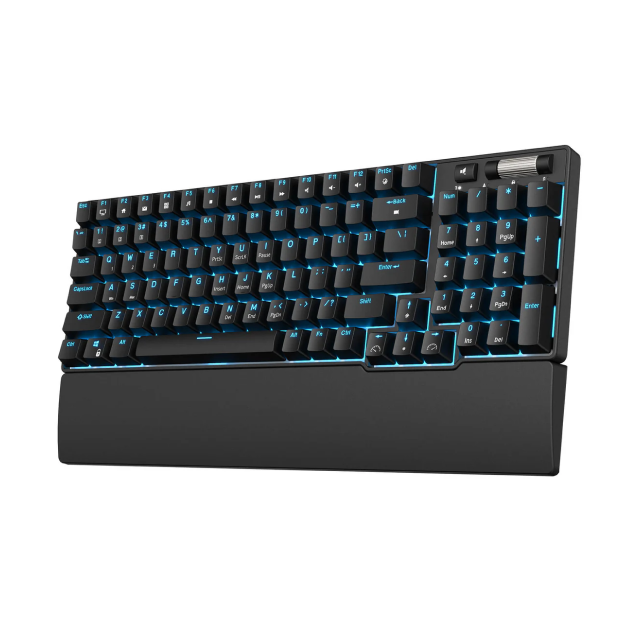 Teclado Mecánico Royal Kludge RK96 | 96% | Conectividad tri-modo | Switch Brown | Reposamuñecas magnético ergonómico | RGB | Hot Swap | Español | Color Negro | RK96BK