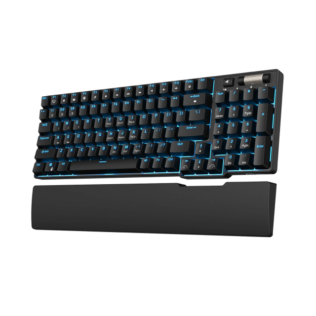 Teclado Mecánico Royal Kludge RK96 | 96% | Conectividad tri-modo | Switch Brown | Reposamuñecas magnético ergonómico | RGB | Hot Swap | Español | Color Negro | RK96BK