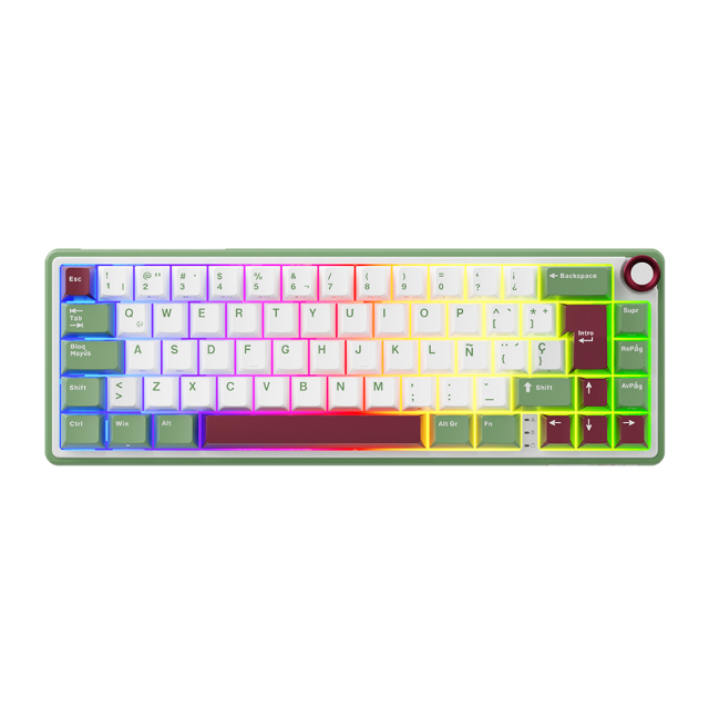 Teclado Mecánico Alámbrico Royal Kludge R65 | 65% | Switch Chartreuse | RGB | Verde (Green Sand) | Español | RKR65GR