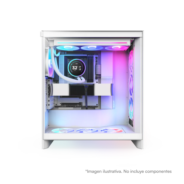 Enfriamiento Líquido NZXT Kraken Elite 360 RGB | 1,200 - 2,800 ± 300 RPM | Ventilador F360 RGB | Pantalla LCD Personalizable (60 Hz) | LGA 1851 / AM5 | Color Blanco | RL-KR36E-W2