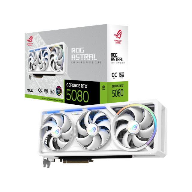 Tarjeta de Video ASUS ROG Astral GeForce RTX 5080 WHITE OC Edition | 16GB GDDR7 | PCI Express 5.0 | 256 Bits | 2 x HDMI / 3 x DisplayPort | ARGB | Blanco | ROG-ASTRAL-RTX5080-O16G-WHITE
