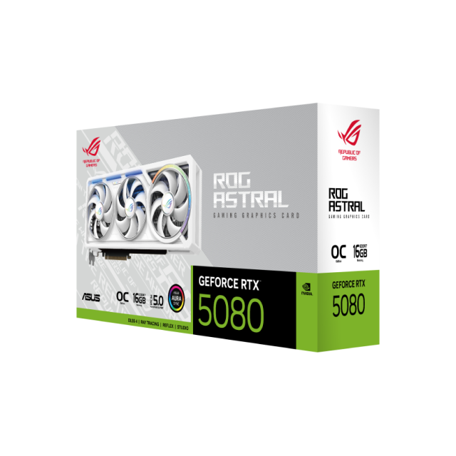 Tarjeta de Video ASUS ROG Astral GeForce RTX 5080 WHITE OC Edition | 16GB GDDR7 | PCI Express 5.0 | 256 Bits | 2 x HDMI / 3 x DisplayPort | ARGB | Blanco | ROG-ASTRAL-RTX5080-O16G-WHITE
