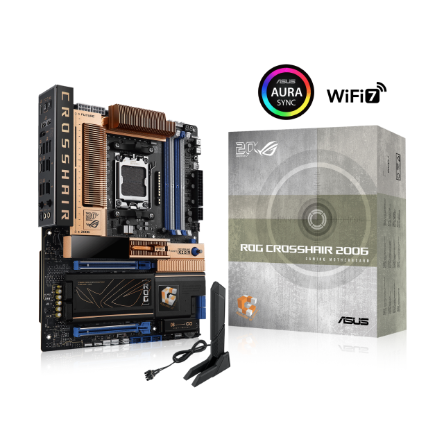 Pre Venta | Tarjeta Madre ASUS ROG Crosshair 2006 | ATX | Socket AM5 | Chipset AMD X870E | 4 x DDR5 (Hasta 256GB) | 1 x HDMI / 2 x USB-C | Wi-Fi 7 | Bluetooth 5.4 | Edición Especial Retro | Negro / Cobre | ROG Crosshair 2006