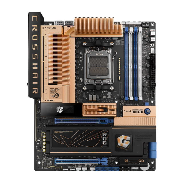 Pre Venta | Tarjeta Madre ASUS ROG Crosshair 2006 | ATX | Socket AM5 | Chipset AMD X870E | 4 x DDR5 (Hasta 256GB) | 1 x HDMI / 2 x USB-C | Wi-Fi 7 | Bluetooth 5.4 | Edición Especial Retro | Negro / Cobre | ROG Crosshair 2006