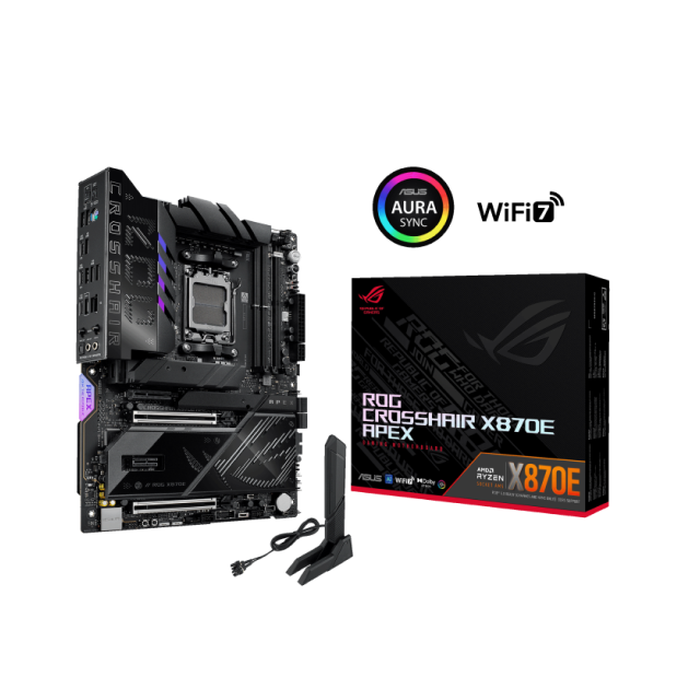 Tarjeta Madre ASUS ROG Crosshair X870E APEX | ATX | Socket AM5 | Chipset AMD X870E | 2 x DDR5 (Hasta 128GB) | 2 x USB-C | Wi-Fi 7 | Bluetooth 5.4 | Negro | ROG CROSSHAIR X870E APEX