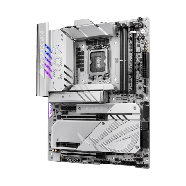 Tarjeta Madre ASUS ROG Maximus Z890 APEX | ATX | Socket LGA 1851 | Chipset Intel Z890 | 2 x DDR5 (Hasta 128GB) | 2 x USB-C | Wi-Fi 7 | Bluetooth 5.4 | RGB | Blanco / Negro | ROG MAXIMUS Z890 APEX