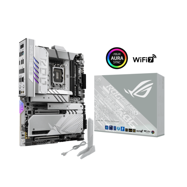 Tarjeta Madre ASUS ROG Maximus Z890 APEX | ATX | Socket LGA 1851 | Chipset Intel Z890 | 2 x DDR5 (Hasta 128GB) | 2 x USB-C | Wi-Fi 7 | Bluetooth 5.4 | RGB | Blanco / Negro | ROG MAXIMUS Z890 APEX