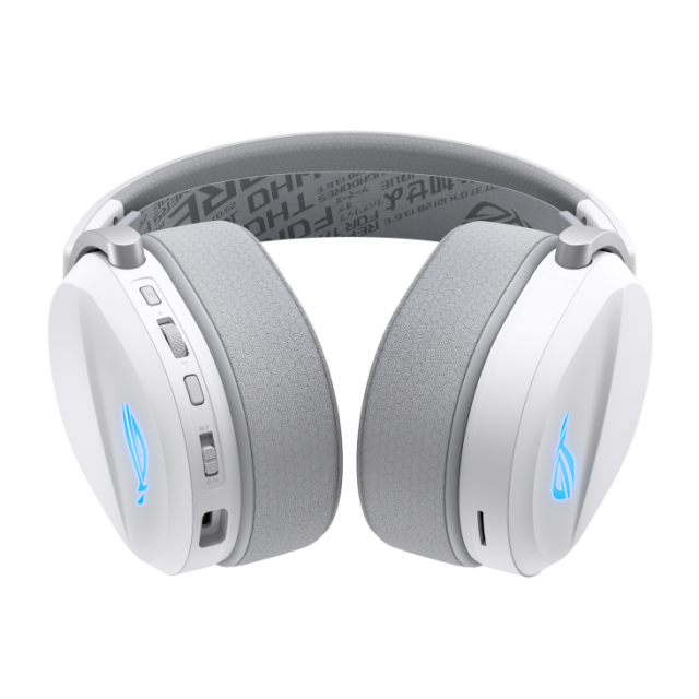 Diadema Inalámbrica ASUS ROG Pelta | Micrófono Unidireccional | Hasta 60 Horas de Batería | 2.4 Ghz / Bluetooth / Dongle y Cable USB-C a USB-A | PC / Mac / PlayStation / Nintendo Switch / iPad / iOS / Móvil | RGB / Aura Sync | Blanco | ROG PELTA/WHT