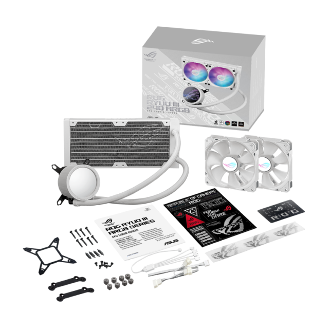 Enfriamiento Líquido ASUS ROG RYUO III 240 ARGB White Edition | 2,600 RPM | Pantalla LED Anime Matrix | 2 Ventiladores ARGB |  ROG RYUO III 240 ARGB WHT