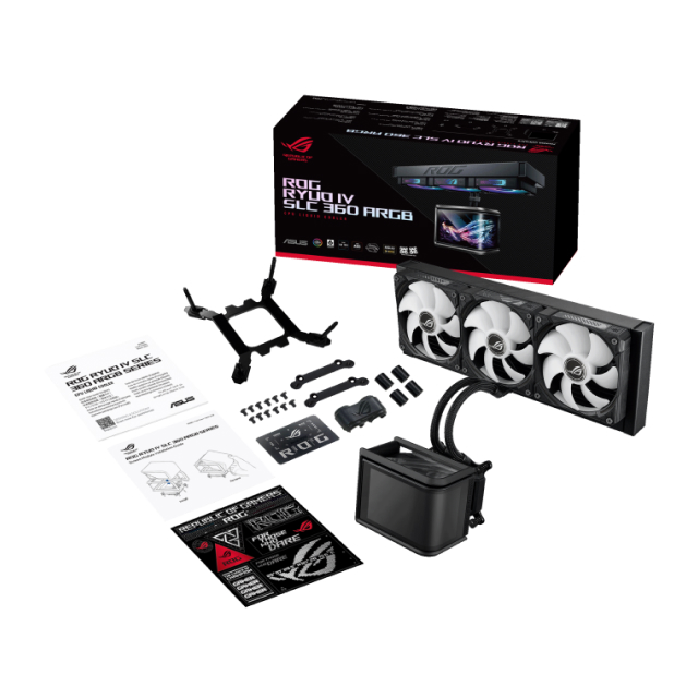 Enfriamiento Líquido ASUS ROG Ryuo IV SLC 360 ARGB | 360 mm | 3200 RPM | AM5 / AM4 | LGA 1700 / 1851 | Pantalla Curva Personalizable de 6.67" 2K AMOLED | ARGB | Negro | ROG Ryuo IV SLC 360 ARGB
