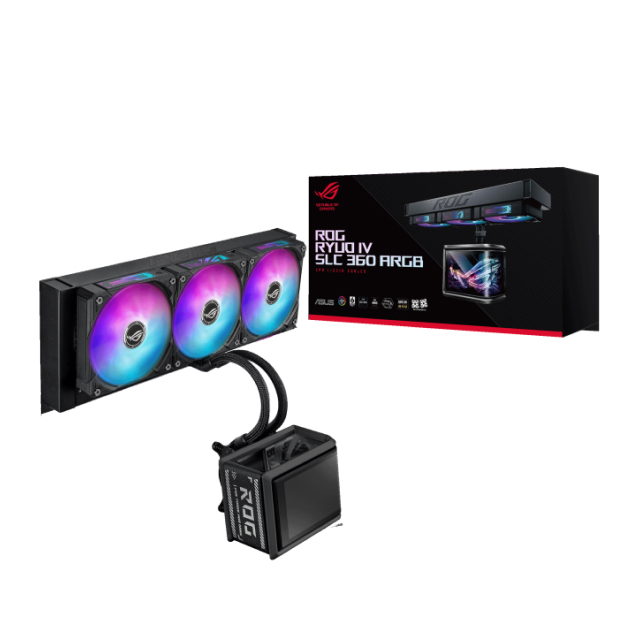 Enfriamiento Líquido ASUS ROG Ryuo IV SLC 360 ARGB | 360 mm | 3200 RPM | AM5 / AM4 | LGA 1700 / 1851 | Pantalla Curva Personalizable de 6.67" 2K AMOLED | ARGB | Negro | ROG Ryuo IV SLC 360 ARGB
