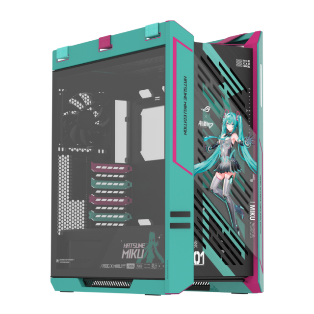 Gabinete ASUS ROG Strix Helios II | Torre Completa | E-ATX / ATX / Micro-ATX / Mini-ITX | USB 3.2 | Cristal Templado Panorámico | 4 Ventiladores Pre-Instalados | Negro | ROG STRIX HELIOS II GX601S HATSUNE MIKU