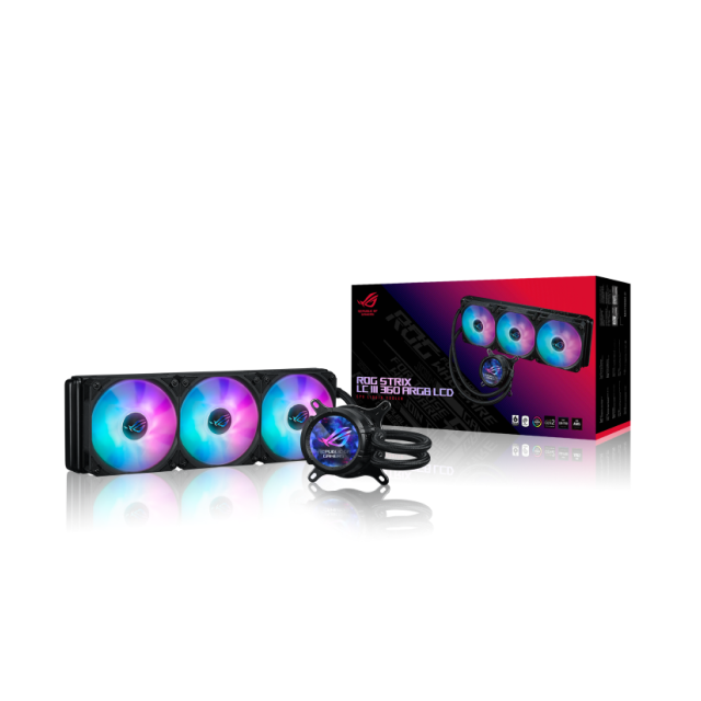 Enfriamiento Líquido ASUS ROG STRIX LC III 360 ARGB LCD | 360 mm | 800 a 2800 RPM | AM5 / AM4 | LGA 1851 / 1700 / 1200 / 115x | ARGB | Negro | ROG STRIX LC III 360 ARGB LCD
