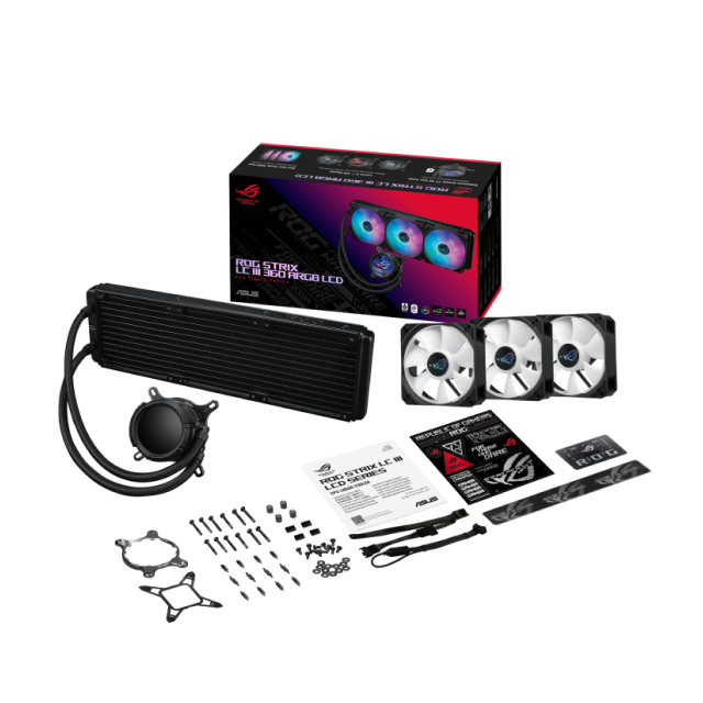 Enfriamiento Líquido ASUS ROG STRIX LC III 360 ARGB LCD | 360 mm | 800 a 2800 RPM | AM5 / AM4 | LGA 1851 / 1700 / 1200 / 115x | ARGB | Negro | ROG STRIX LC III 360 ARGB LCD