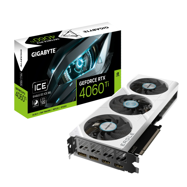 Tarjeta de Video GIGABYTE NVIDIA GeForce RTX™ 4060 Ti EAGLE OC ICE 8G | 8 GB GDDR6 128-bit | GV-N406TEAGLEOC ICE-8GD