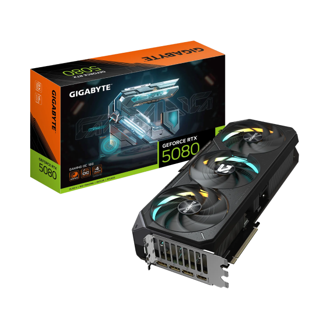 Tarjeta de Video GIGABYTE NVIDIA GeForce RTX 5080 GAMING OC 16G | 16GB GDDR7 | 256 bit | PCI-E 5.0 | DisplayPort 2.1b x 3 / HDMI 2.1b x 1 | GV-N5080GAMING OC-16GD