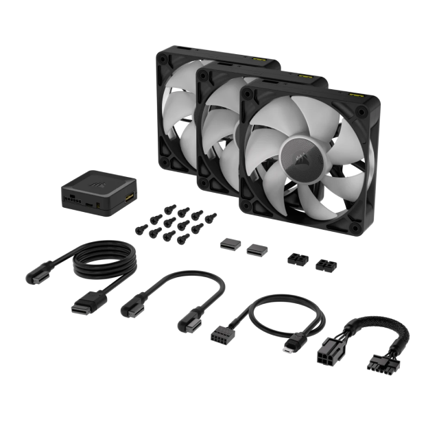 Kit de 3 Ventiladores Corsair iCUE LINK RX120 RGB | 120mm x 25mm (3 Piezas) | RGB |  2100 RPM | Concentrador del sistema iCUE LINK incluido | CO-9051018-WW