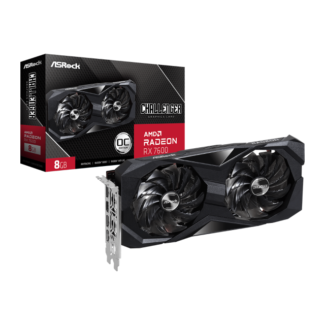 Tarjeta de Video ASRock AMD Radeon RX 7600 Challenger | 8GB | OC | 8GB GDDR6 | PCI-E 4.0 | Dual Fan | RX7600 CL 8GO