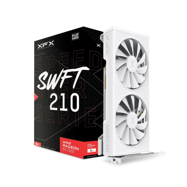 Tarjeta de Video XFX Speedster SWFT 210 AMD Radeon RX 7600 | 8 GB GDDR6 | 128bit | PCI-E 4.0 | 2 Fan | Color Blanco | RX-76PSWFTWY