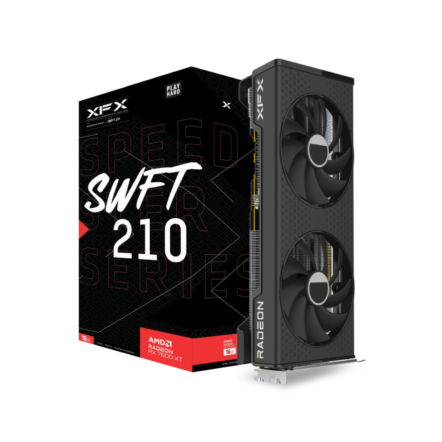 Tarjeta de Video XFX Speedster SWFT 210 AMD Radeon RX 7600 XT | 16GB GDDR6 | PCI-E 4.0 | 128bit | 2 Fan | RX-76TSWFTFP