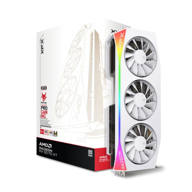 Tarjeta de Video XFX Mercury AMD Radeon RX 9070XT OC White Magnetic Air Edition with RGB | 16GB GDDR6| PCI Express 5.0 | 256 Bits | Blanco | RX-97TMARGW9