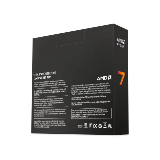 Procesador AMD Ryzen 7 9700X | 8 Núcleos / 16 Hilos | 3.8 GHz / 5.5 GHz Max | Socket AM5 | AMD Radeon Graphics | (NO INCLUYE DISIPADOR) | Ryzen 9000 Series | Ryzen 9000 Series | 100-100001404WOF | AMD Bundle: Obtén Monster Hunter Wilds de Regalo