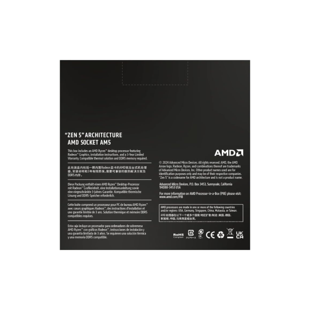 Procesador AMD Ryzen 9 9900X | 12 Núcleos / 24 Hilos | 4.4 GHz / 5.6 GHz Max | Socket AM5 | AMD Radeon Graphics | (NO INCLUYE DISIPADOR) | Ryzen 9000 Series | 100-100000662WOF