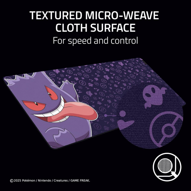 Mousepad Gamer Razer Gigantus V2 XXL Edición Pokémon Gengar | 940 x 410 x 3 mm | Superficie de Tela de Microfibra Suave | Base de Goma Antideslizante | Morado | RZ02-03334200-R3M1